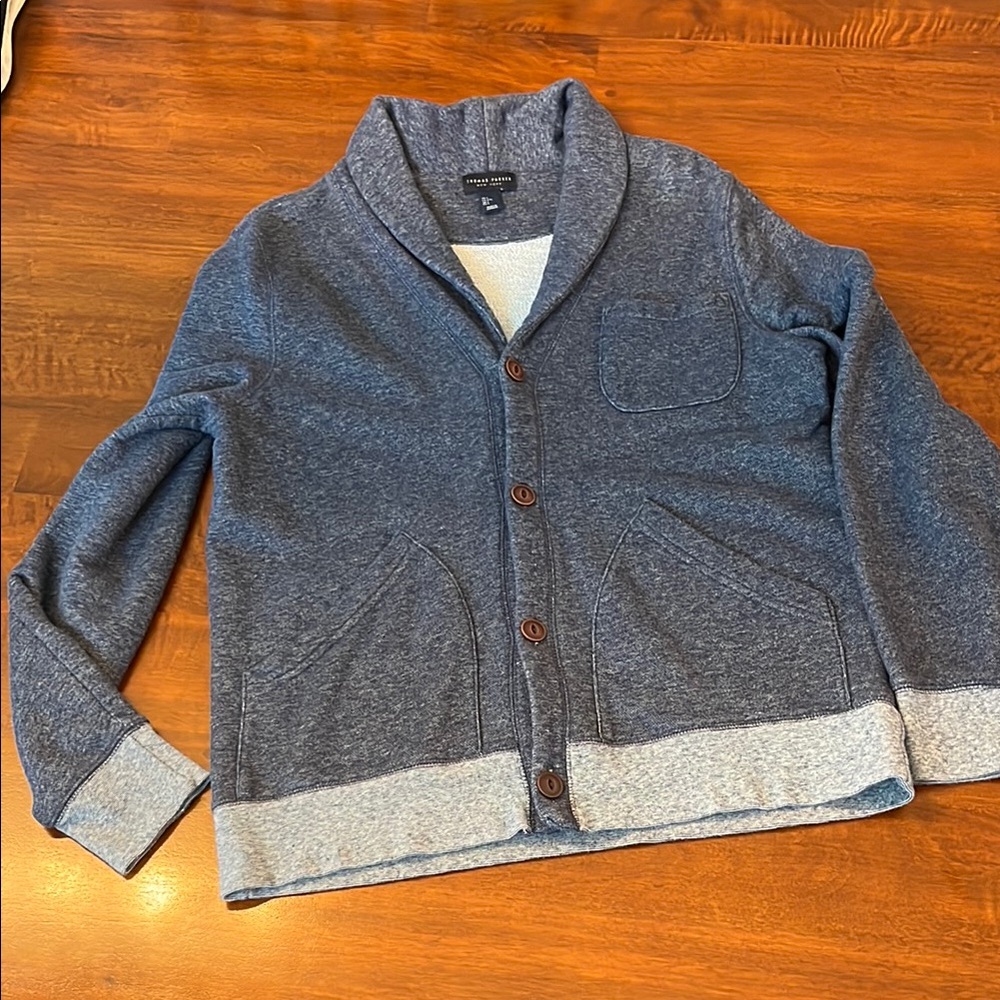 Thomas Parker Men’s Blue Collar Cardigan Sweater